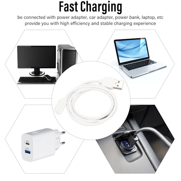 Smartwatch-laddare Bärbar USB watch Laddkabelsladd för Huawei 6 7 Band 6 7 for Honor 6 ES Watch White White