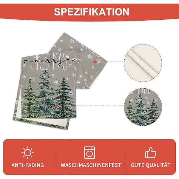 Grå Tall Träd Snöflinga God Jul Bordslöpare, Säsongsbetonad Vinter Jul Köksmatbord Dekoration (33x230cm)