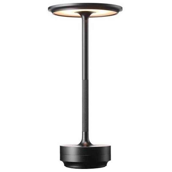 Vanntett trådløs dimbar metallbordlampe med USB-oppladbar, 4 lysstyrkenivåer - Svart