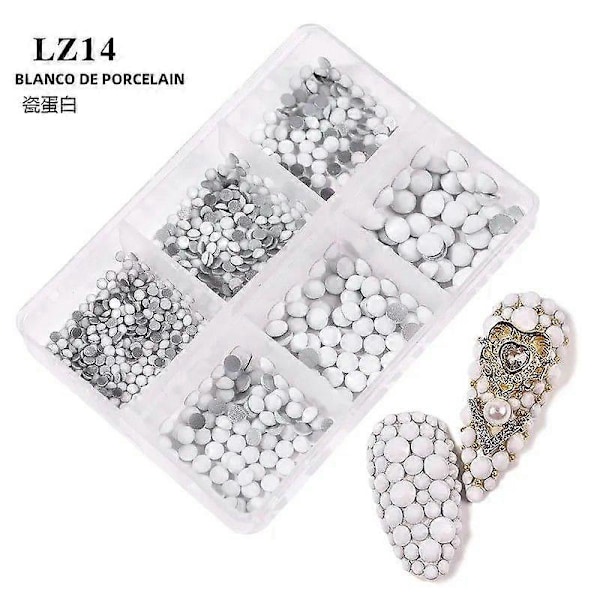 Champagne AB Flatback Nagelkonst Strass Kit, 6 Fack, DIY Manikyr Dekoration, Blandade Färger Nageldesign Verktyg14