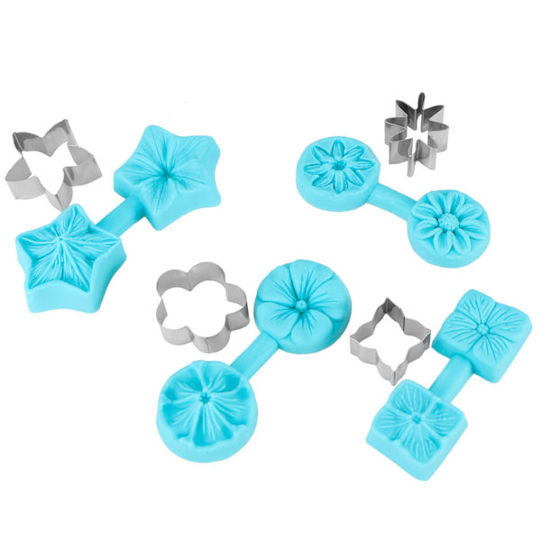 4 sæt fondant chokoladeform silikone bageform køkkenredskaber med udstikker