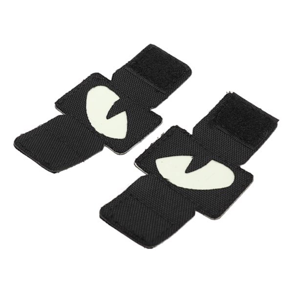 2 stk. Katteøje-patch med reflekterende velcro-design i lærred - Lysende katteøje-patch til hatte, uniformer, rygsække, udendørsaktiviteter og natteture - Sort