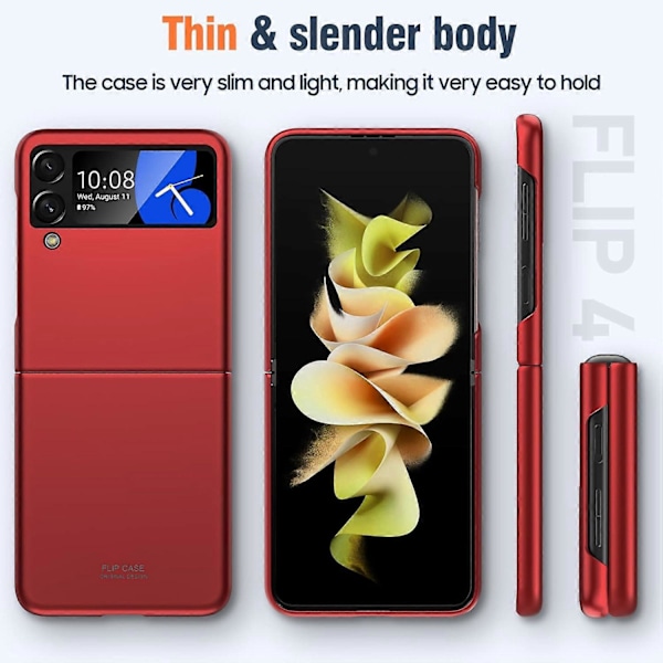 Puhelinkotelo Samsung Galaxy Z Flip 4:lle, Erittäin Ohut Mattapintainen PC-kotelo matkapuhelimelle ja älypuhelimelle Galaxy Z Flip 4:lle (2022), Punainen