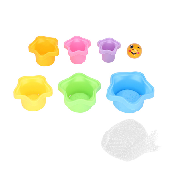 6 stk stablekopper med dreneringshulldesign DIY pedagogisk trygt form plastmaterial baby stableleker for alder over 6 måneder