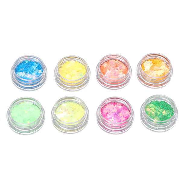 8 lådor nagelkonst paljetter DIY nagelkonst glitter flingor pulver manikyr dekorationer