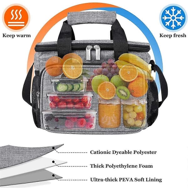 Insulated Lunch Bag for Women/Men Reusable Lunch Bag with Adjustable Shoulder Strap