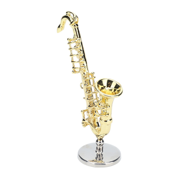 Dockhus Saxofon Mini 1:6 Levande Utsökt Miniatyr Musikinstrument med Bas för Barn Leksak Dekoration Present