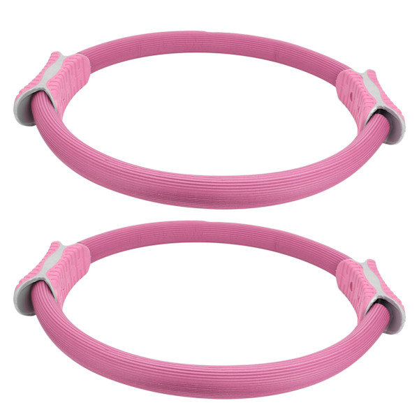 2 st Yoga Cirkel Pilates Fitness Motstånd Dubbelhandtag Träning Gym MotståndshjulRosa