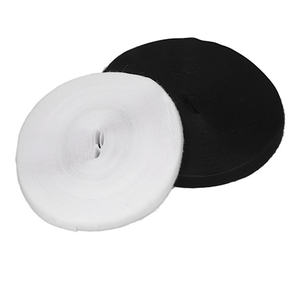 2 st kardborreband 25 m längd svart vit 2,5 cm bred mjuk nylon DIY skärning självhäftande kardborreband