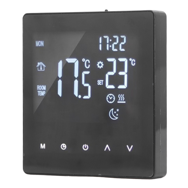 Digital termostat LCD-skærm programmerbar smart touch-skærm gulvvarme kedelcontroller sort AC90‑240V K2MRH3A