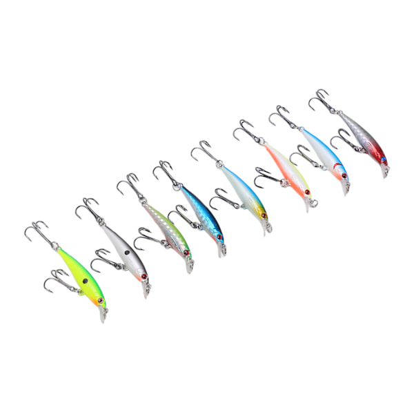 8 st Minnow Fiske Lure 5cm/3g Artificiell Sjunkande Långkast Hard Bait Wobbler Jig Bait