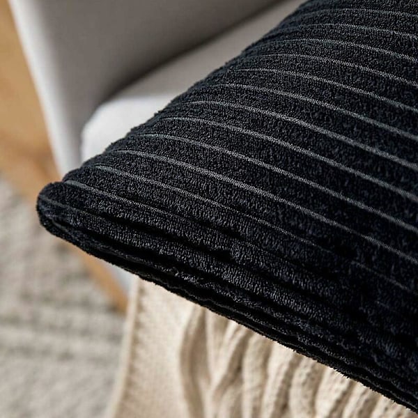 Dekorativt fløjlspudebetræk blødt pudebetræk sofa stue sofagruppe sæt med 2 45x45cm sort