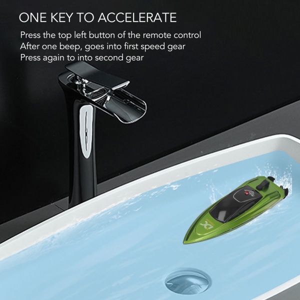 Højhastigheds elektrisk legetøjsbåd - USB genopladeligt, vandtæt, mini-fjernbetjening Speedbådslegetøj (grøn) Green