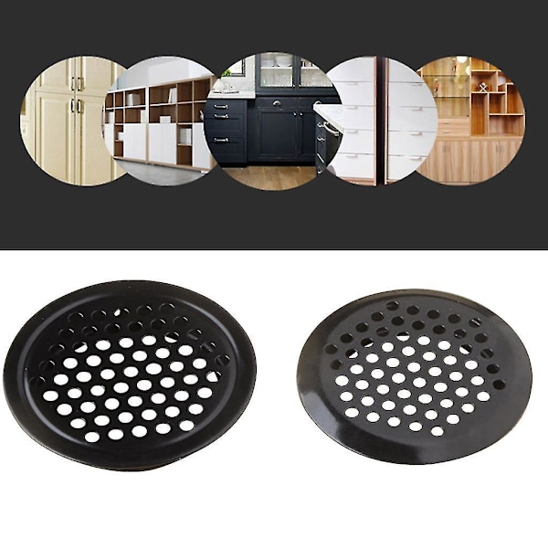 Sorte rustfri stål lameller luftventiler, 10 stk, 19-53 mm cirkulær sternbræt 25 mm flad