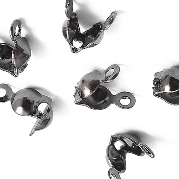 100 st Pärltoppar Knuttäckare Mode Metall Handgjorda Clamshells Crimp Pärltoppar Knuttäckare DIY Smyckestillbehör Ruthenium Svart