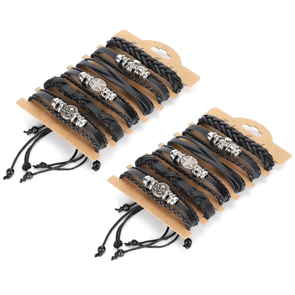 12 stk. håndstrikkede armbånd i ko-spaltet læder, unisex flettet moderigtigt håndledsmanchet dekoration