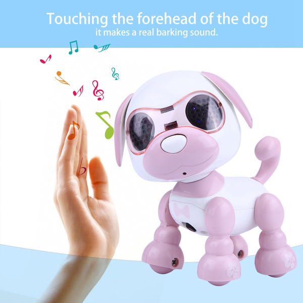 Robot Hunde Kæledyr Legetøj Smart Kids Interactive Walking Sound Hvalpe LED Record Uddannelsesgave (Pink)