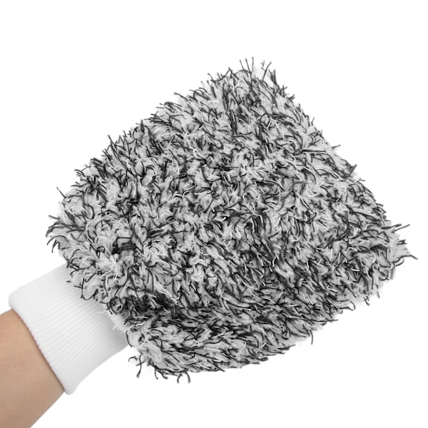 Bilvask Handske Ridsefast Mikrofiber Dobbeltsidet Rengøringsklud Blød Universal Sort