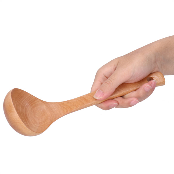 Træslev til suppe med ophængningshul, langt håndtag, letvægts 27,5x7,5cm/10,8x2,9in