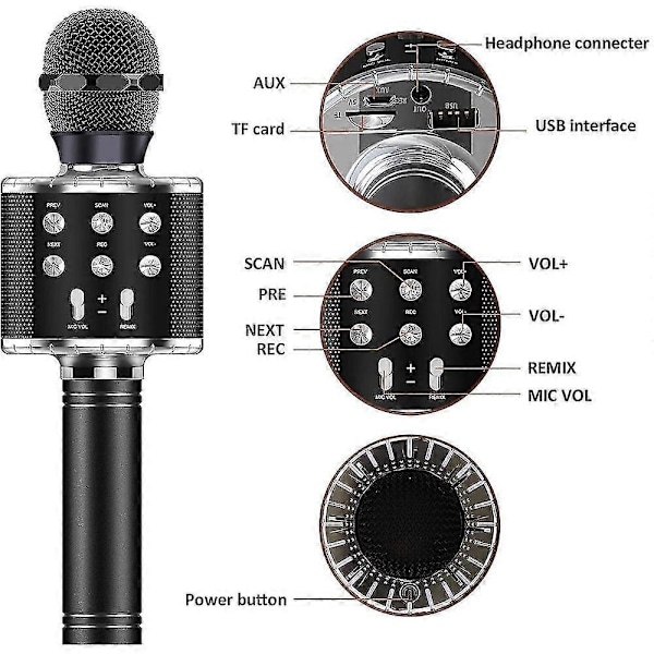 WS858 Bærbar Bluetooth Karaoke Mikrofon Trådløs Professionel Højttaler Hjemme KTV Håndholdt Mikrofon (Rose Gold)