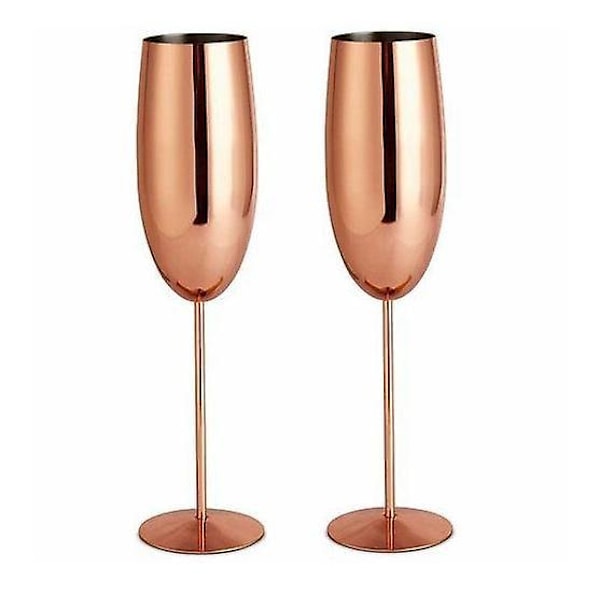 Graverade Champagneglas i Rostfritt Stål - 200ml (Kopparpläterade)