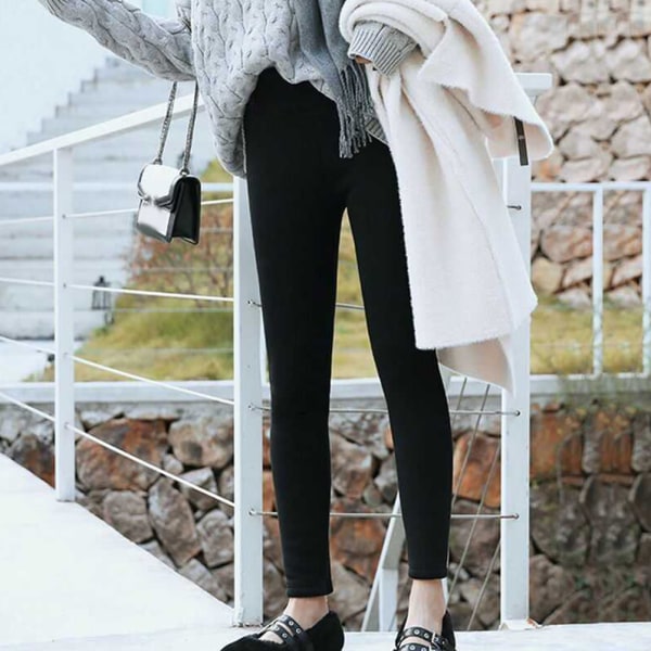Dam Super Tjock Lamm Kashmir Leggings Dam Byxor Vinter Tjock Allt-i-ett byxor med hög midja varma byxor