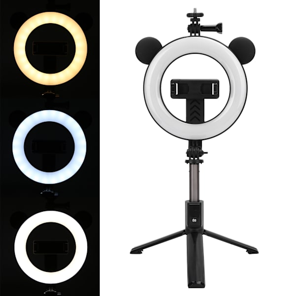 Trådløs Bluetooth Selfie Stick Ring Light Mount Foldbar Tripod Stativ Desktop Selfie Stick