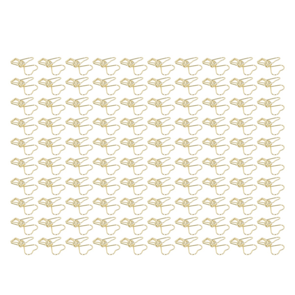 100 stk. Binder Clips Hjerteform Lang Hale Form Metal Jern Hul Design Mini Sjov Binder Clips til Dokumenter Billetter Guld