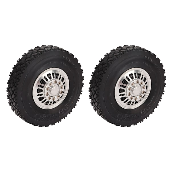 2-pack aluminiumfälg och däckkit för Tamiya 1/14 RC-traktor, ersättningsdäck, främre hjullager