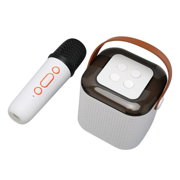 Karaoke-maskin Stereo RGB-lys Bærbar Bluetooth-høyttaler med 1 mikrofon for hjemmefest Hvit