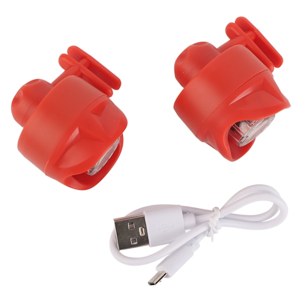 2 stk USB oppladbare skolykter for nattevandring, sykling, løping, gåing, rød