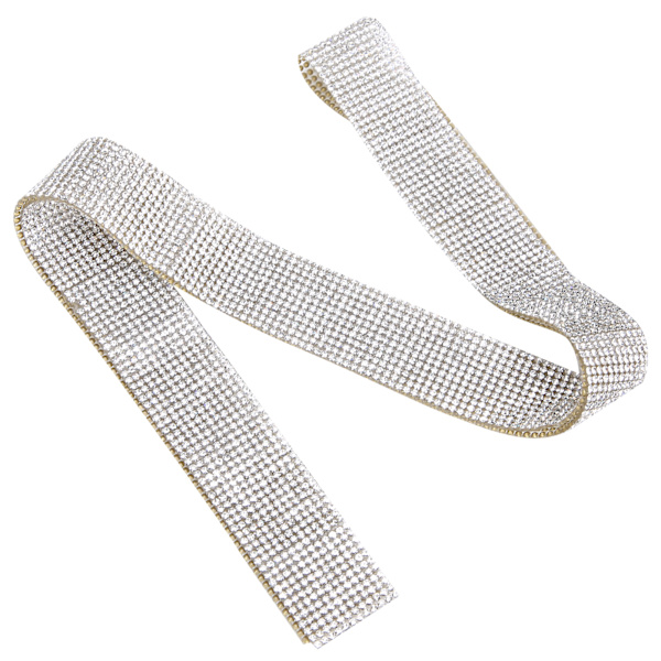 Kristalldiamantbälteslist Varmlim DIY Dekoration Klädtillbehör 0,5 Yard 12 Rader Vit