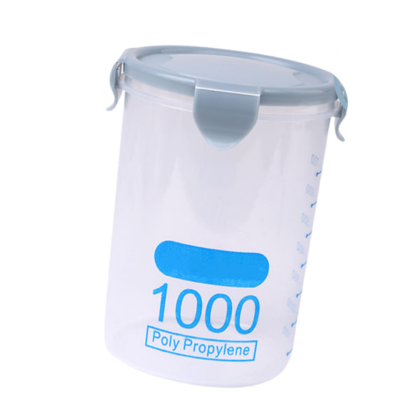 Matförvaringsbehållare 1000 ml plast stapelbar lufttät spannmålsbehållare för torrvaror för köksorganisation blå
