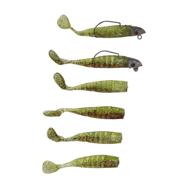 6 stk fiskeagn myk premium holdbar silikon miljøvennlig 3D øyne naturtro bevegelse fiske lokkegult