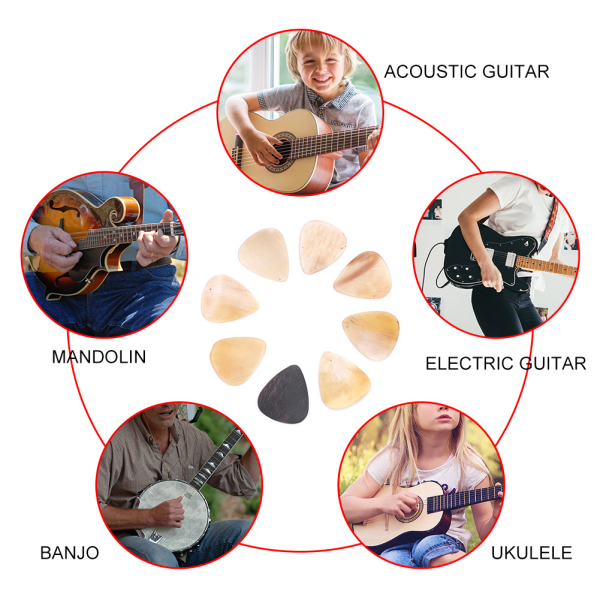 Højkvalitets 8-stk guitarplukke til akustisk elektrisk guitar, ukulele, mandolin, banjo