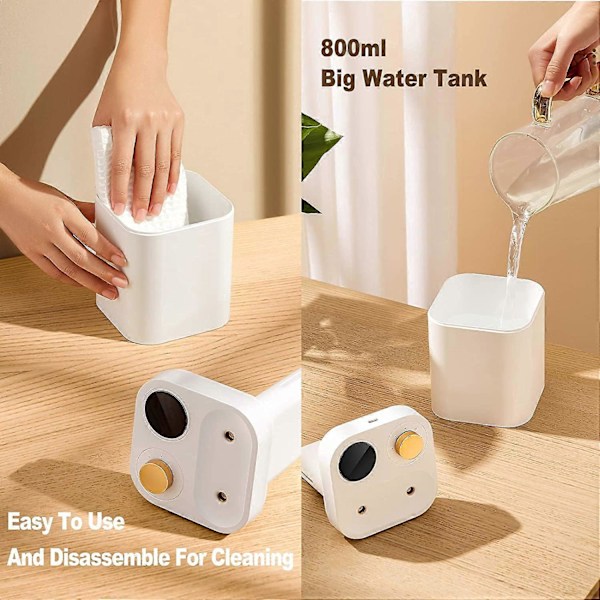 800ml Portabel Trådlös Luftfuktare, Mini Växt Cool Mist Luftfuktare Batteridriven, 28dB Tyst, USB Uppladdningsbar för Sovrum, Hem, Kontor (Vit)