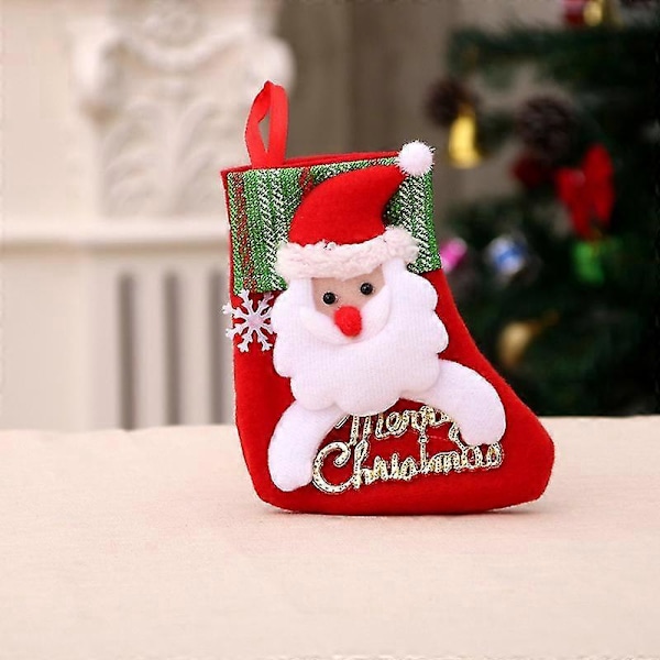 Juldekorationstillbehör Jultomte Små Strumpor Julgranshänge Julstrumpor Presentpåse Julpåse 5 Röd