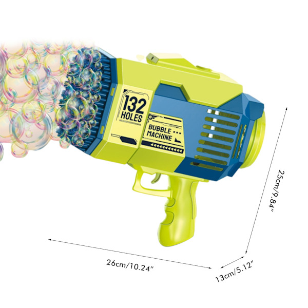 Bubbelblåsare 132 hål Elektrisk bubbelskjutande leksak med LED-ljus Automatisk bubbelmaskin Festtillbehör Sommar utomhusleksak Present till barn