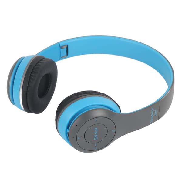 Bluetooth-headset foldbart tung bas ergonomisk trådløs sportsøretelefon til studerende voksne hjemmekontor skole blå