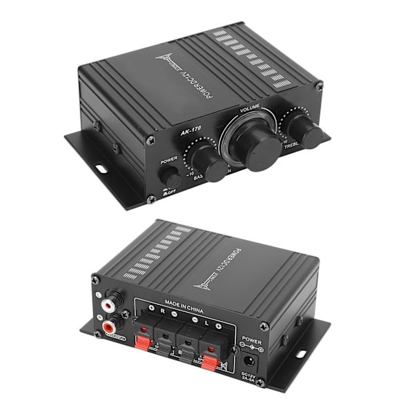 12V Mini Powerforstærker forvrængningsfri og klar lyd bærbar til bil eller hjem MP3-afspiller