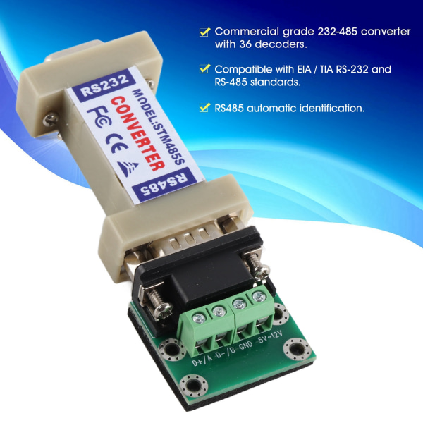 RS232 till RS485 kommunikationsdataomvandlaradapter halvduplex