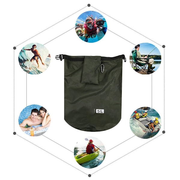 PVC utomhus hopfällbar vattentät fat torr väska Förvaring Bärväskor Camping Vandring BeachMilitary Green