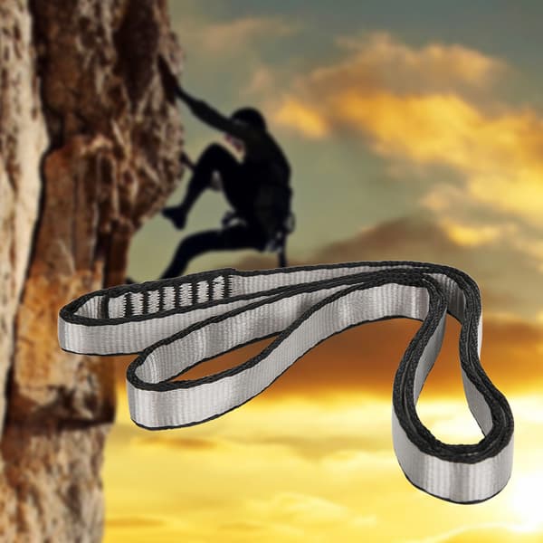 22KN / 4840lb 16mm Polyester Klatrebælte Sling Cord til Bjergbestigning Rappelling Vandring Nødgrå