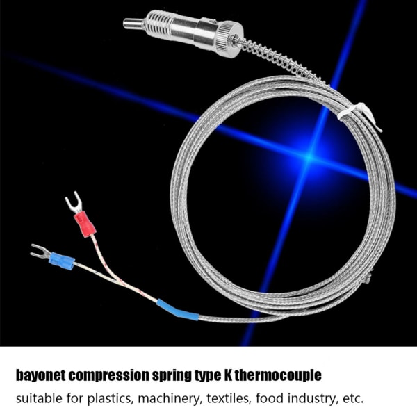 Bajonettkompressionsfjäder typ K termoelement temperatursensortråd 0-400 ℃ (3 m)