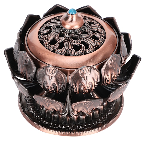 Kobber Røgelse Brænder Retro Lotus Styling med Låg Brandhæmmende Bomuld Indendørs Hjemmekontor Ornament