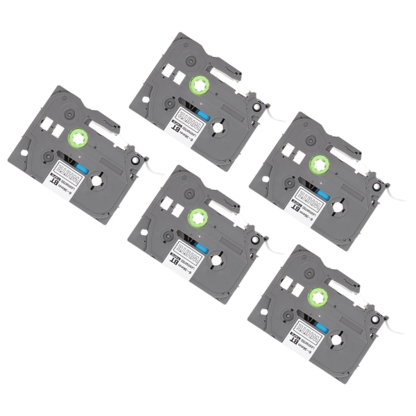 5 stk Etiketttape 9mm laminert vanntett fargefast multifunksjonstape for PT D210 PT D200 PT H110 PT D400 Hvit på blå Bze 525