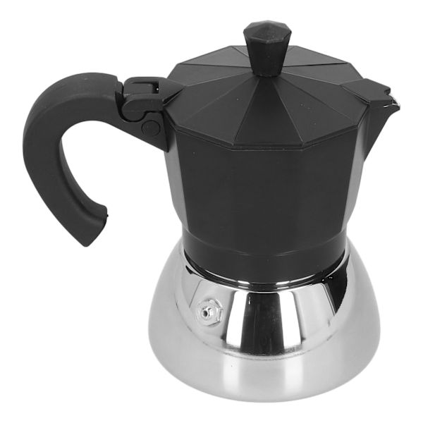 180ML 4 kopper aluminium kaffekande italiensk ottekantet husholdningsbrygning kaffemaskine Moka-kande sort