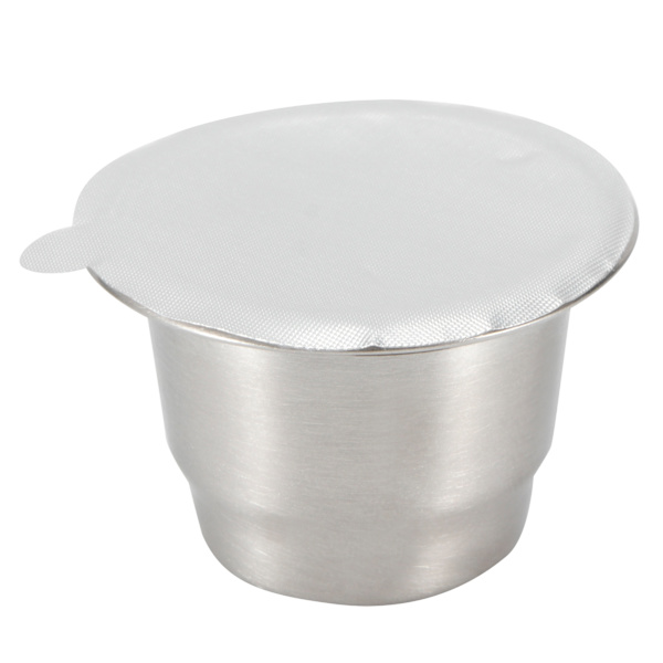 Återanvändbar påfyllningsbar 304 rostfritt stål kaffekapselkopp filterkit med aluminiumfolielock