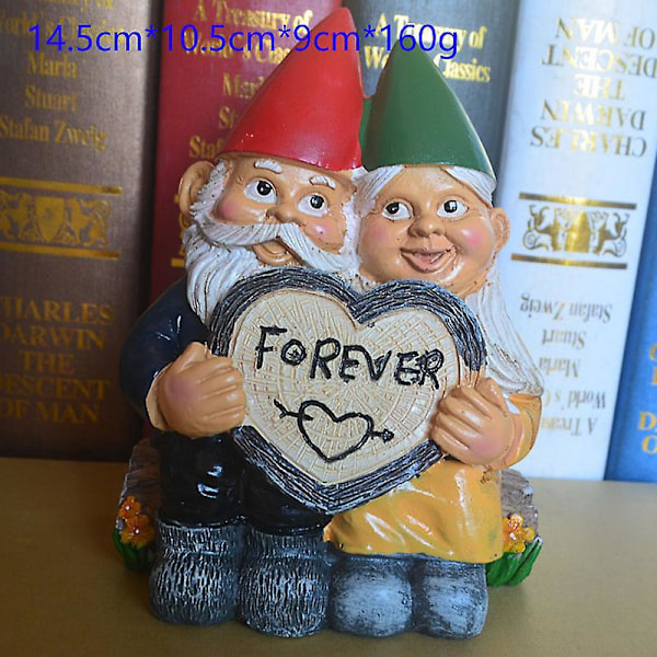 1 stk. Dvergpar Hagefigur, Resin Gnome Ornament Dvergfigur Dekorasjon for Plendekorasjon