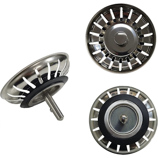 Vaskesi, køkken rustfrit stål fortykkelsesi afløbsprop, størrelse til vaske 79-82 mm (diameter: 80 mm)